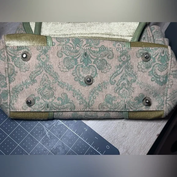 My Flat in London Vintage Satchel Handbag, Color Green/ Pink - Picture 5 of 9